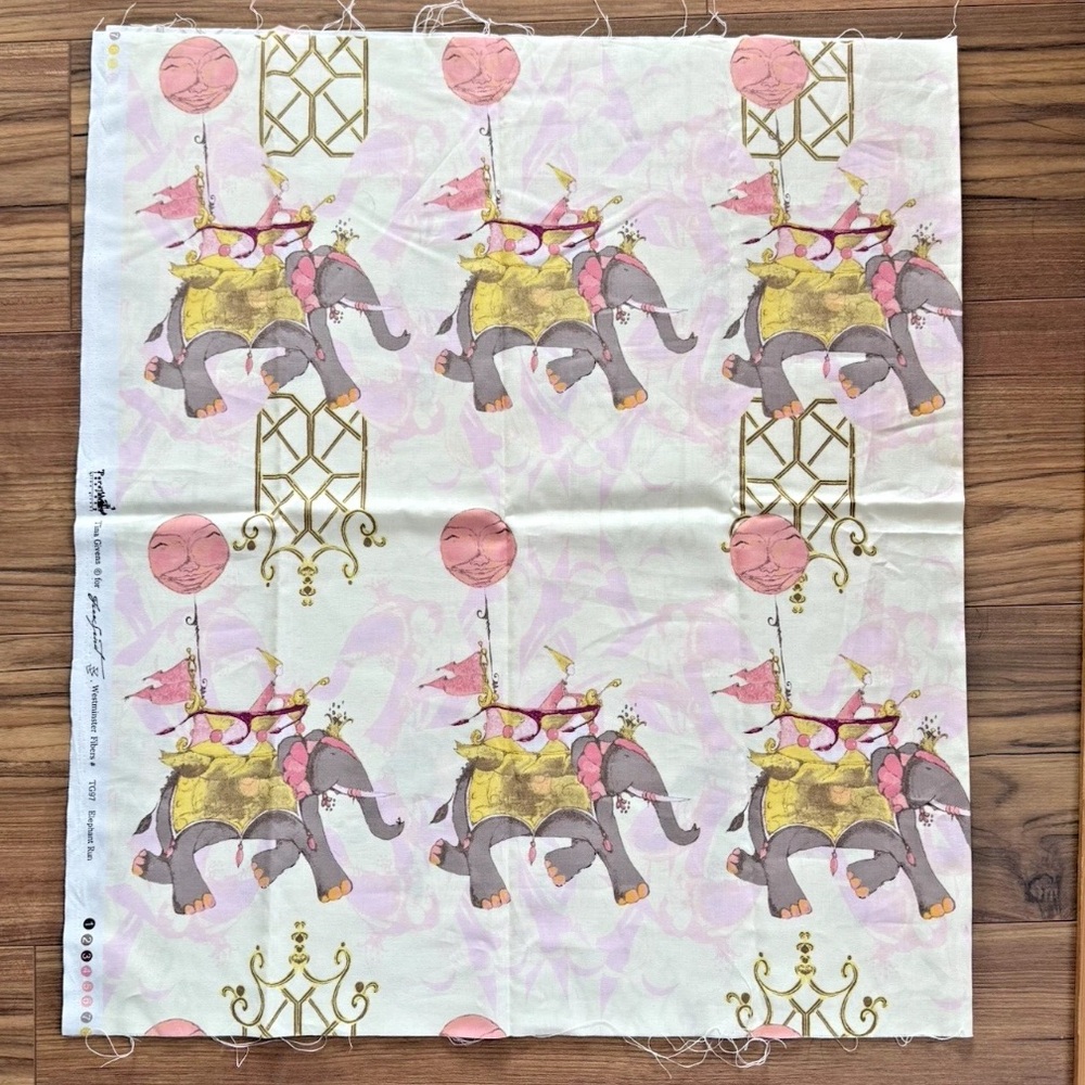 Free Spirit Fabric Pernillas Journey Tina Givens Elephant Run HTF 24”x44” Pink